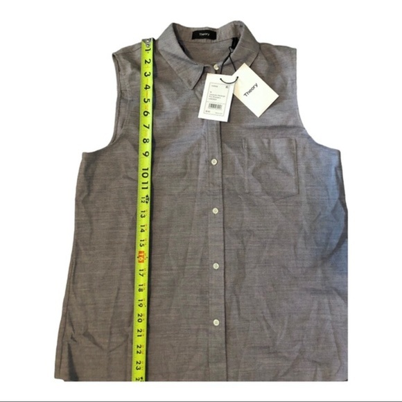 Theory Yarine Sharkskin Linen-Blend blouse Top shirt New size medium brand new - Picture 5 of 9